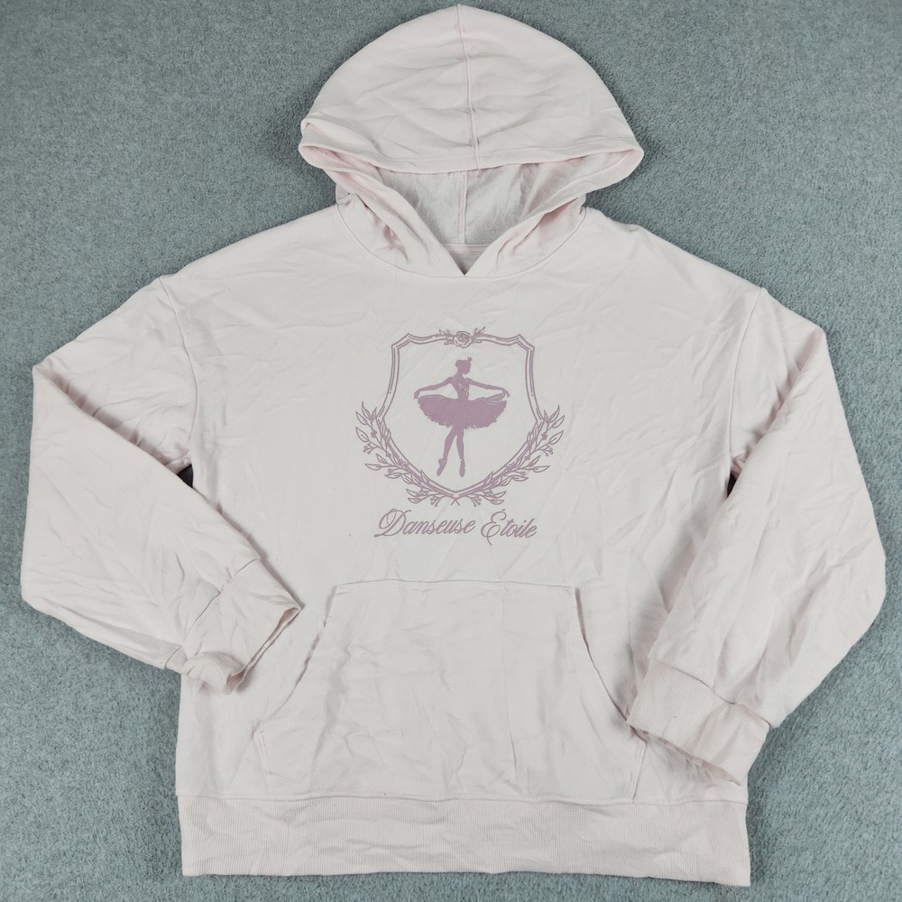 Cat & Jack Hoodie Girls XL Pink Ballerina Danseuse Étoile Fleece Lined Pullover